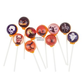 Halloween Picture Lollipops, Ghosts & Ghouls, 10 Pieces, Handcrafted in USA by Sparko Sweets, Watermelon Flavor, Perfect for Halloween Parties & Treats, 2 lbs