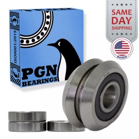 PGN Bearings (4) RM2-2RS 3/8" Premium Rubber Sealed V W Groove Roller Ball Bearing V-Guide