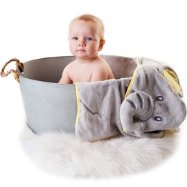 Little Tinkers World Hooded Baby Towel - Elephant, Hooded Bath Towels for Babies, Toddlers Ð Baby Towel for Boys and Girl