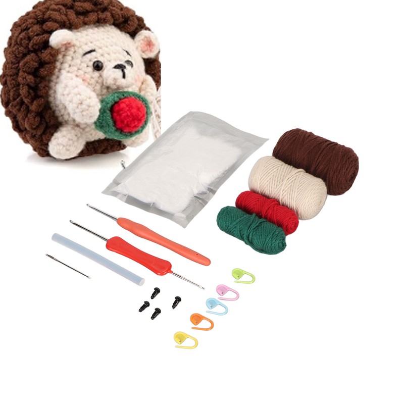 Hedgehogs Crochet Kit with Yarns Crochet Hook Stuffing DIY Learn