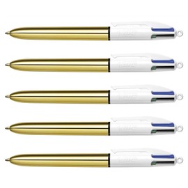BIC 5 x 4 Colour Shine Gold Retractable Ballpoint Pen Medium Point