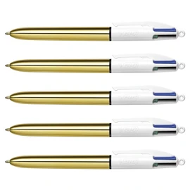 BIC 5 x 4 Colour Shine Gold Retractable Ballpoint Pen Medium Point