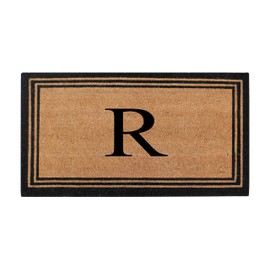 A1HC Pure Natural Coir Doormat with Heavy Duty PVC Backing,0.75 Inch Pile Height, Natural Color,Perfect for Outdoor Use Under Covered Areas, Monogrammed (18" X 30", R)