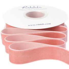 Ribbli Rose Gold Velvet Ribbon 1 Inches Continuous10 Yard Spool Dusty Pink Christmas Ribbon for Gift Wrapping Crafts Home Decor