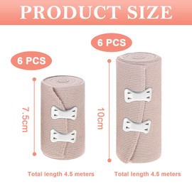 SneiDr 12er Set Elastische Bandage 4.5m Elastischer Medizinischer Verband mit Aluminiumverschluss Fixierbinde Hautfarbe Atmungsaktiv Hohe Elastizität für Sport Training Reha Hausgebrauch Pflegebandage