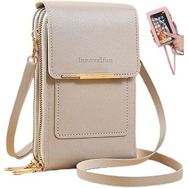 Anti-Theft Leather Bag,Small Crossbody Cell Phone Purse Wallet for Women,Touchscreen Phone Purse Crossbody Bag with Shoulder Strap,RFID Blocking Messenger Shoulder Handbag with Credit Card Slots,