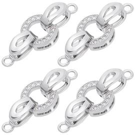 Beebeecraft 1 Box of 6 Folding Clasps, 18 K Gold-Plated Brass Cubic Zirconia Clasps with Loop for Making Bracelets, DIY Jewellery and Crafts