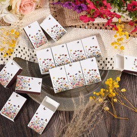Koeilay 60 Pcs Wildflower Blank Matches Containers 2.24 x 1.42 x 0.59 Inches Empty Spring Floral Decorative Match Boxes Baby Shower Tea Party Wedding Favors for Guests Gifts, No Matches