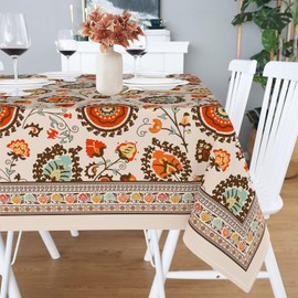 ZORKET Square Tablecloth 70 x 70 Inch, Stain Resistant Wrinkle Free Card Table Tablecloth Vintage Boho Square Table Cloth Cover for Dinner Party Picnic Decor