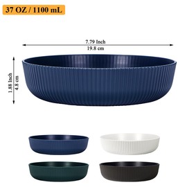 Berglander Pasta Bowls Set of 4, Reusable Salad Bowls 37oz Unbreakable Large Plastic Soup/Salad/Fruit/Serving Bowls for Home, Restaurant, Outdoor, Picnic, Camping, Serving Dishes