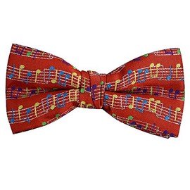 Red Music Note Stave Bow Tie Bow Tie [Simple Wearing Type] BD145