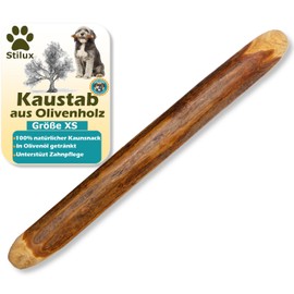 Stilux® Kauhloz aus Olivenholz für Hunde bis 5Kg, Größe XS, Kauknochen Hundespielzeug, langlebiges Holzknochen Kauspielzeug zur Hund Zahnpflege