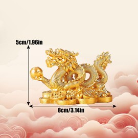 YODOOLTLY Feng Shui Dragon Statue- Chinese Dragon on Ancient Coins Figurine Ornament Attract Wealth and Good Luck Office Home Decor (Gold)
