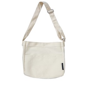 Large Canvas Crossbody Tote Bag for Women & Girls - Solid Color for School & Travel, with Adjustable Shoulder Straps (White)