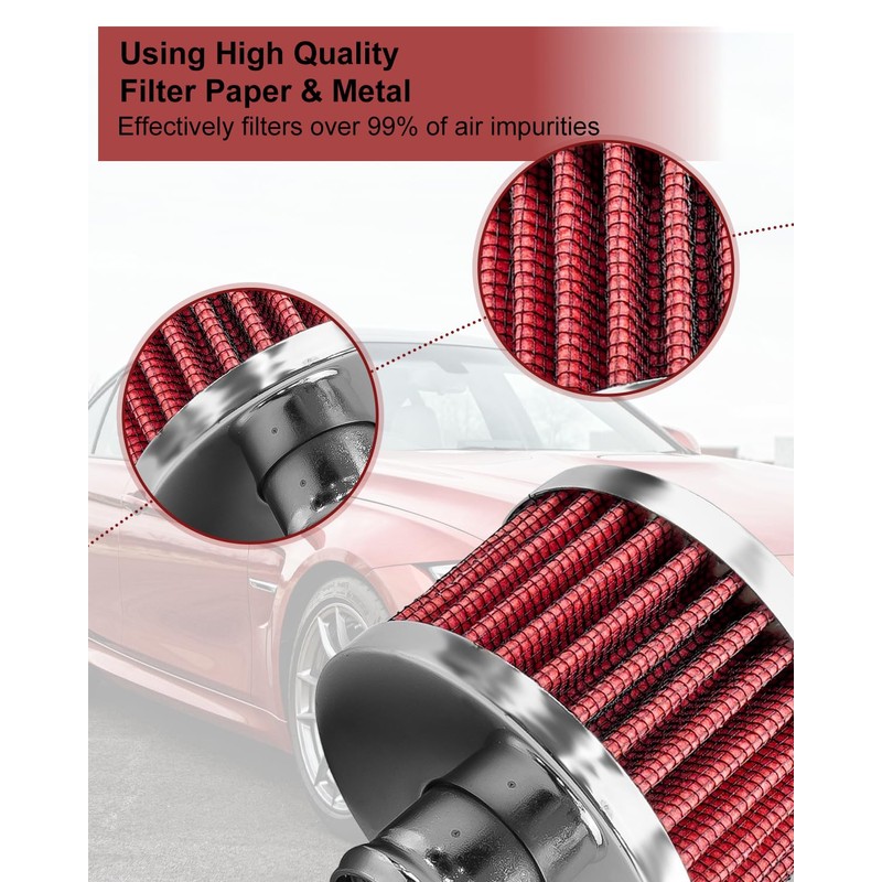 2Pcs Car Air Filter, Universal 23mm Air Intake Filter for
