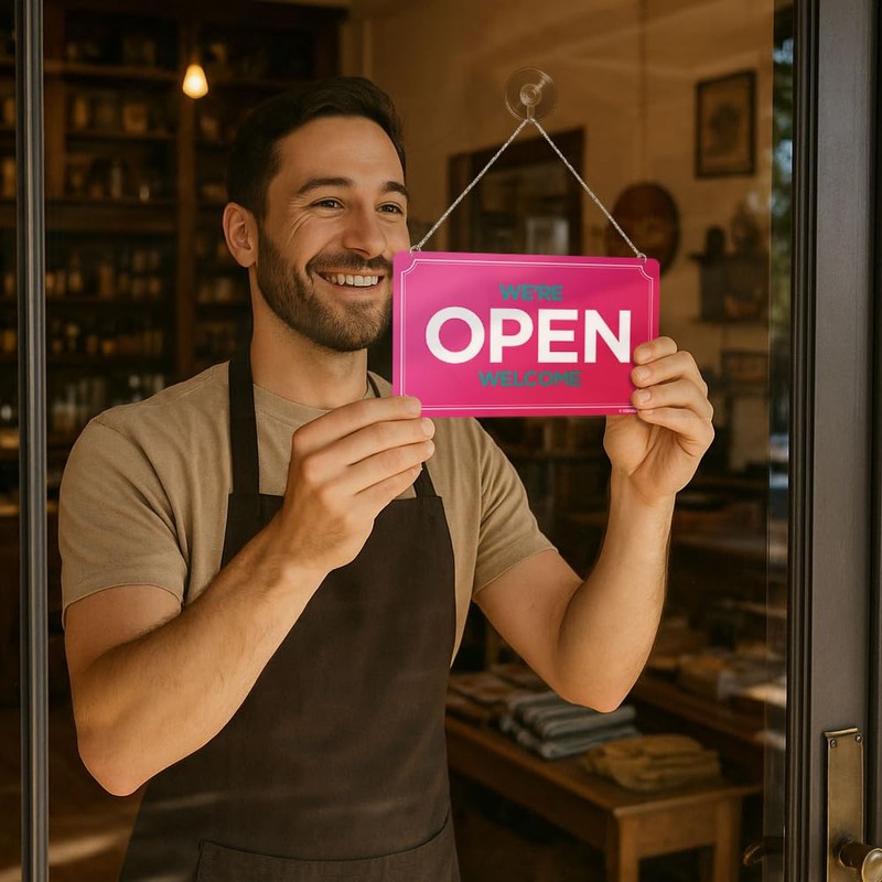 Open Closed Sign (01. Red & Black) OPEN CLOSED Sign