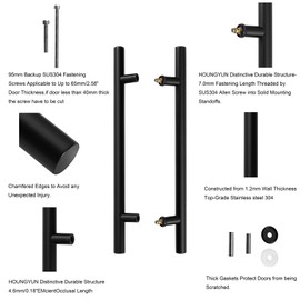 HONGYUN 36 inches Solid Standoffs Heavy-Duty Commercial Grade-304 Stainless Steel Push Pull Door Handle/Ladder Shaped Door Pull Handle/Long Door Handle, Matte Black Finish