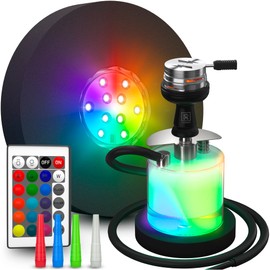 M. ROSENFELD Shisha LED Coaster, Non-Slip and Waterproof Luminous Coaster with Colour Changing and Soft Pad, Suitable for Any Shisha, Large Shisha LED Coaster, Diameter 18 cm, Remote Control incl.