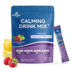 Powdered Drink Mix Calm, Raspberry Lemonade Drink Calm,Vitamin D3,Magnesium Glycinate,L-Theanine, Ashwagandha, No Sugar, On The Go (2)