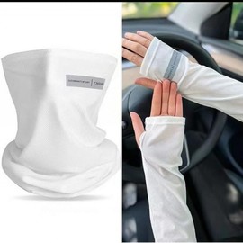 UV Protection Cool Arm Sleeve & Mask Set for Golf Arm Sleeve Black