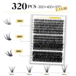 LANKIZ Lash Clusters, 30D+40D+50D Mix Individual Lashes, 320pcs D Curl Cluster Eyelash Extension, Soft & Reusable DIY Lash Extension, Wispy Cluster Eyelashes