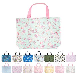 Arcobaleno Kids Lesson Bag, Unisex Tote Bag, Handbag, Training Bag, Elementary School, Kindergarten, Nursery, Made in Japan, Handmade with Name Tag (Rabbit, Mint Blue)