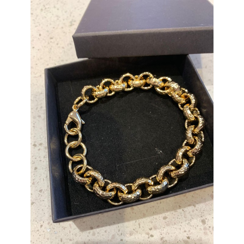 12mm Gold Filled Diamond Cut Pattern Belcher Bracelet