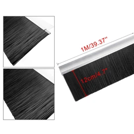 uxcell Door Brush Bottom Sweep h-Shape Aluminum Alloy Holder with 4.7-inch Black Nylon Brush, 1000mm x 148mm(Approx 39.37-inch x 5.83-inch)
