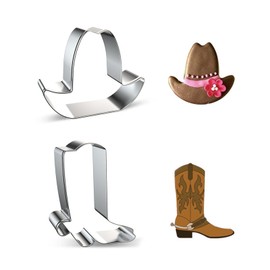 YAFIYGI Cowboy Hat Cookie Cutter Boot Cowgirl Cookie Cutter Set Rustic Western Cookies Cutter Shapes Funny Fiesta Baking Tools Rodeo Cookie Cutters Ideal for Baby Shower Birthday Baking Food DIY
