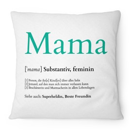 Fashionalarm Cushion Definition Mama - 40 x 40 cm with Filling, Funny Gift Idea with Dictionary Entry for Mothers for Mother's Day and Birthday, Colour: White