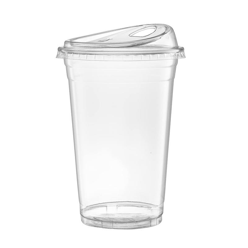 50 Sets Crystal Clear Plastic Cups With Strawless Sip-Lids, Disposable