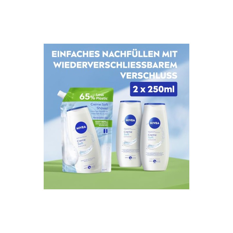 NIVEA Creme Soft Care Shower Refill Bag, pH Neutral Shower