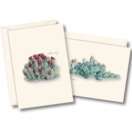 Earth Sky + Water - Cacti Assortment II Assortment Notecard Set - 8 Blank Cards with Envelopes (4 each of 2 styles)