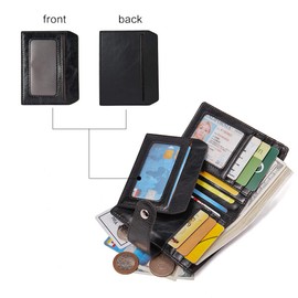 BOSTANTEN Women Leather Wallet RFID Blocking Small Bifold Zipper Pocket Wallets Card Case Purse with ID Window