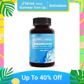 Triple Magnesium Complex | 300mg of Magnesium Glycinate, Malate, & Citrate for Muscles, Nerves, & Energy | Vegan, Non-GMO | 90 Capsules