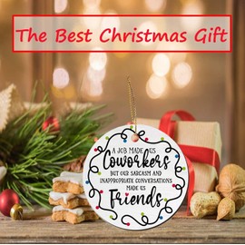 Gifts for Coworkers, Funny Christmas Ornaments 2024, Gifts for Women, Men, Best Friend, Work Bestie, Friendship, Coworker Leaving Gifts, Retirement Gifts Women Men Ceramic Ornament