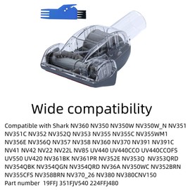 Upgraded Pet Hair Power Brush Tool Attachment for Shark Navigator Lift-Away Deluxe Upright NV360 NV350 NV352 NV356E NV370 NV22L UV420 UV410 UV440 Vacuum Replacement Parts Numbers 119FFJ Gray