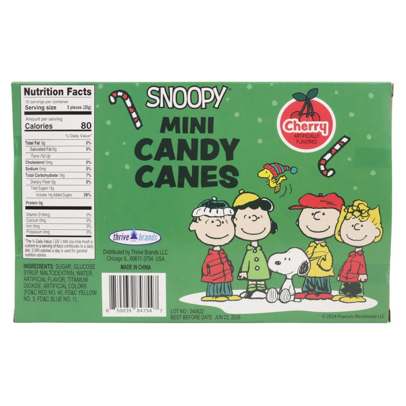 Mini Candy Canes, Cherry Flavored, Peanuts Individually Wrapped Christmas Candies,