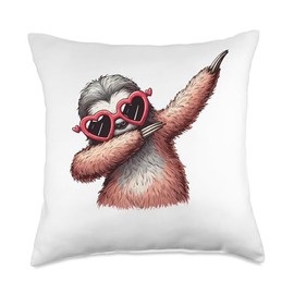 Sloth Heart Shape Sunglasses Dabbing Dance Lover Throw Pillow