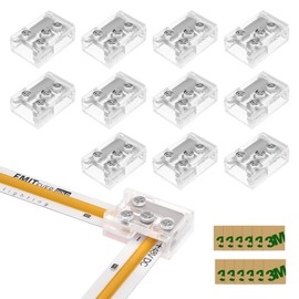 EMITEVER 10mm LED Strip Connectors 12pcs, Led Corner Connector T-Shaped Gapless Connection Solderless Transparent Tape Light Connectors for 2-Pin COB/SMD LED Strip Lights​ 5V 12V 24V 48V