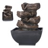Tabletop Water Fountain Resin with Cascading Rock Waterfall and LED