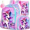 TXHVO 16" Unicorn Backpack, 3Pcs School Bookbag for Girls with