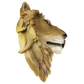 African Lion Head Mount Wall Statue Mini Bust Leo 9.5 in.