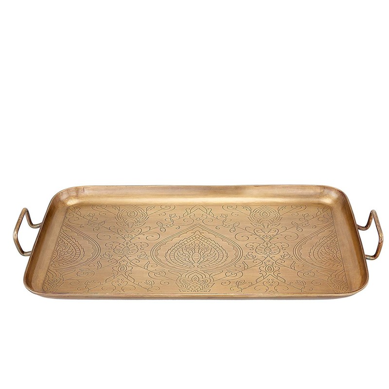 Old Dutch "Tangier" Champagne Tone Etched Tray, 19" x 10.25"