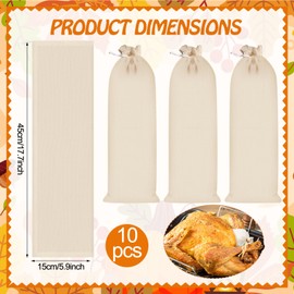 Zhehao 10 Pcs Turkey Stuffing Bags Turkey Bag 100% Cotton Mesh Soup Bag for Kitchen Home Cooking Thanksgiving Day Gifts White