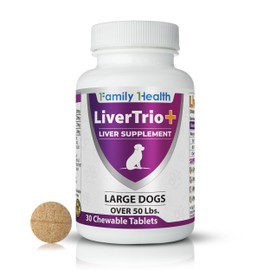 LiverTrio+ Comprehensive Liver Support Supplement for Large Dogs. Flavorful Chewable Tablets Combining Same, SPC, Silybin A+B, + Glutathione 30Ct (Large)