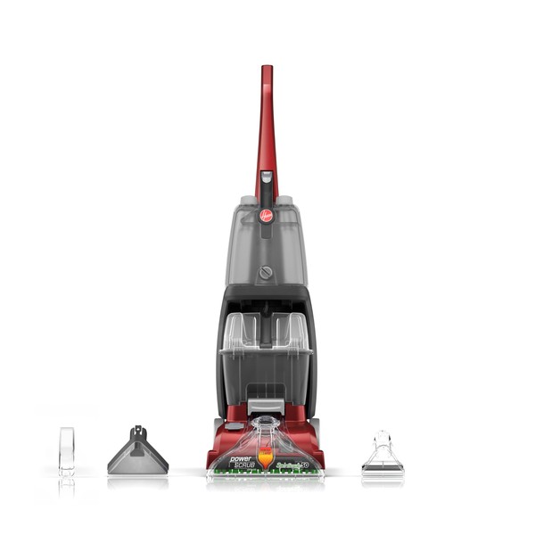 Hoover Power Scrub Deluxe Carpet Cleaner Machine, Upright Shampooer, FH50150NC, Red, 27