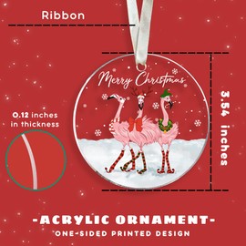 Pawzity Flamingo Christmas Ornaments - Flamingo Ornaments, Flamingo Ornaments for Christmas Tree - Flamingo Christmas Ornament - Flamingo Gifts for Women - Acrylic Christmas Ornament