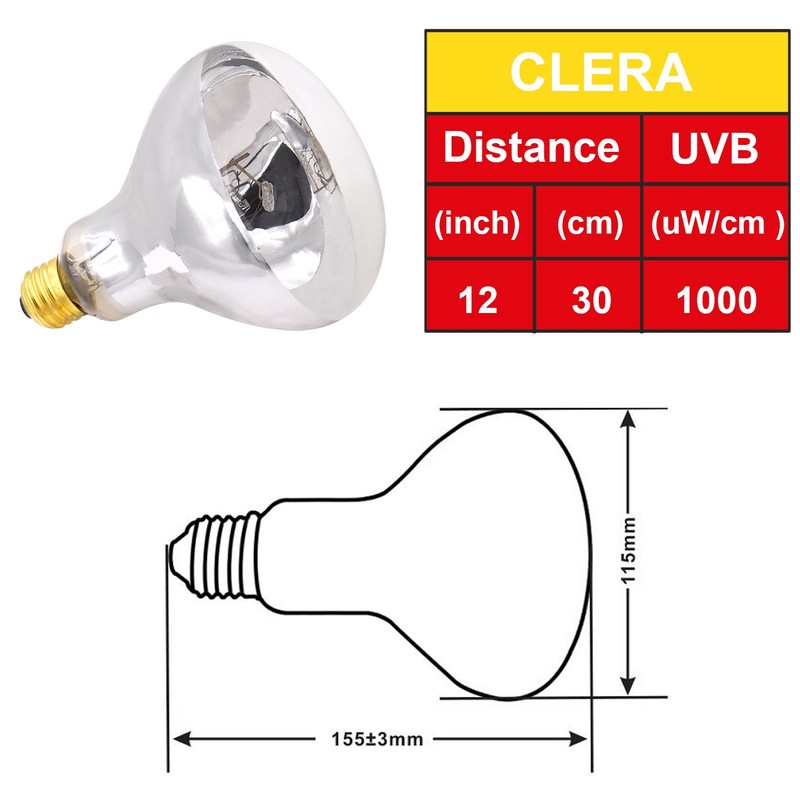 Aiicioo UVB Reptile Light 160W - UVB Light Bulb for