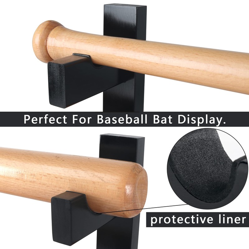 Invech 2 Black Baseball Bat Holder, Baseball Bat Display Wall